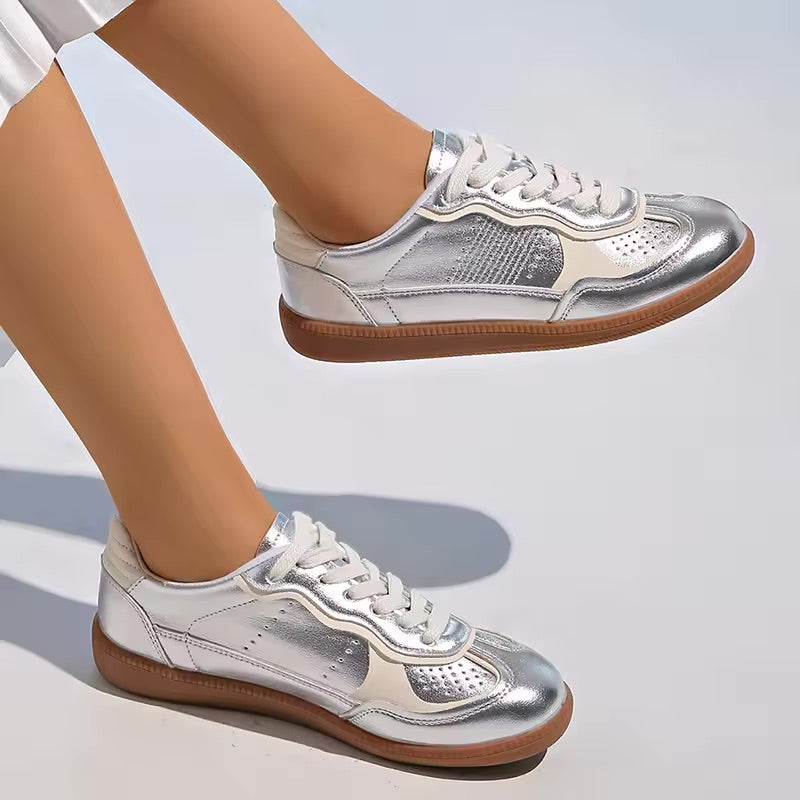 White Silver Metallic Grey Shoes